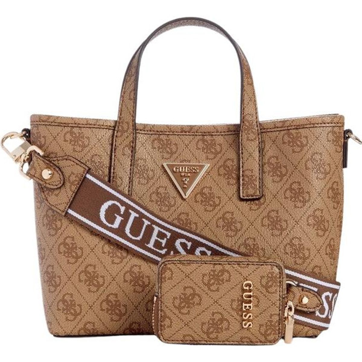 GUESS - Mini Cartera Latona Mini Tote Café Guess