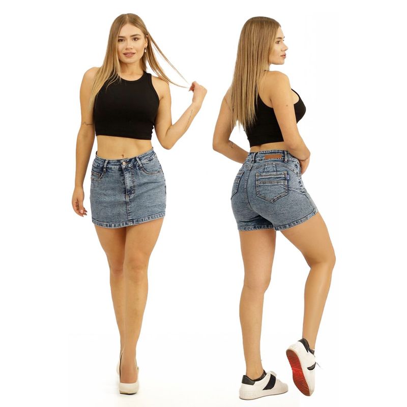 AGW - Falda Short Full Push Up Levanta Cola Corte Colombiano Tiro Alto