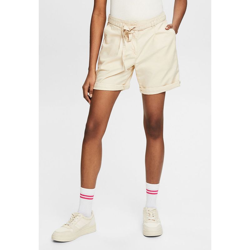 ESPRIT - Short De Sarga Con Cinturón Mujer Esprit ESPRIT
