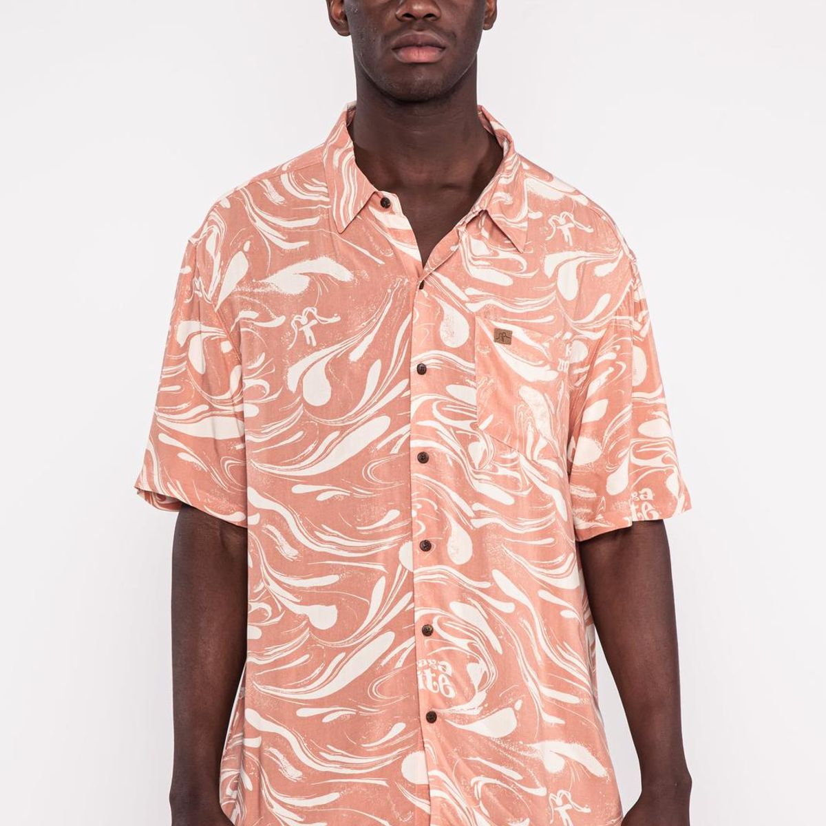 KAYA UNITE - Guayabera Print Drip Peach