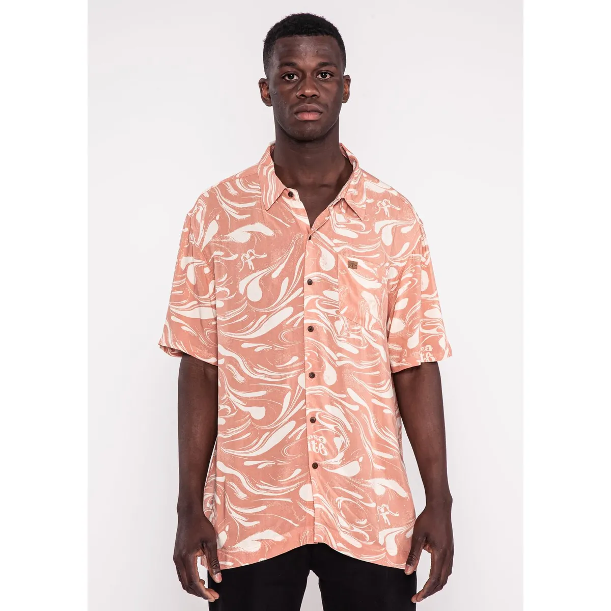 KAYA UNITE - Guayabera Print Drip Peach