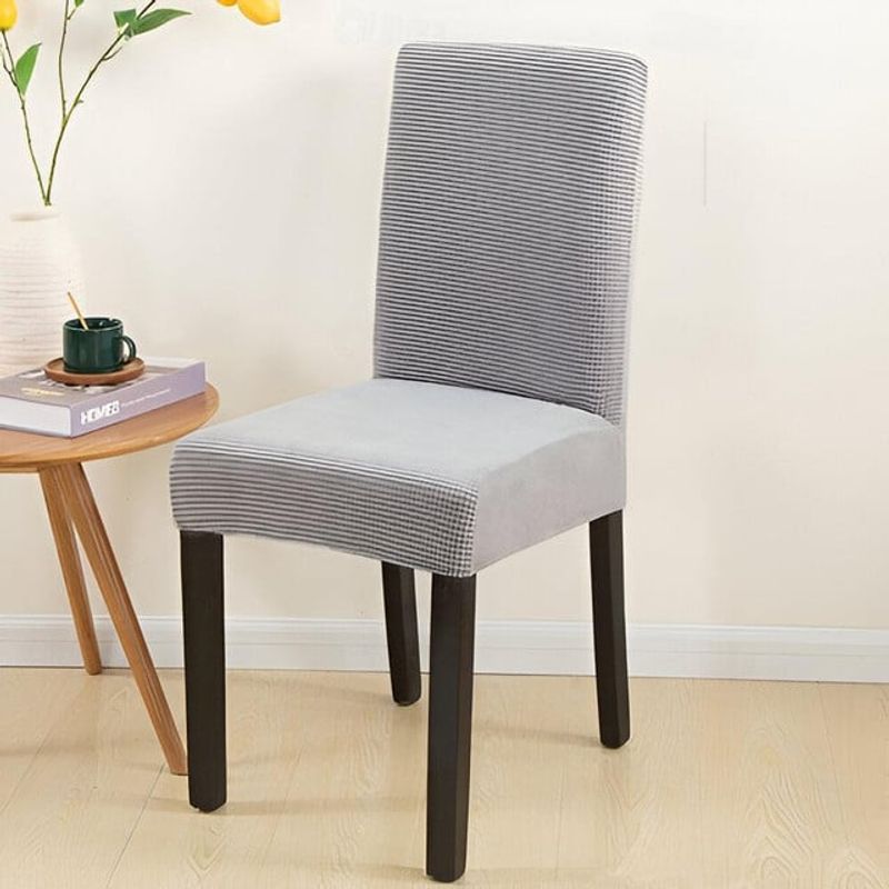 GENERICO - PACK DE 6 FUNDAS CUBRE SILLAS DE COMEDOR CUADRILLE GRIS CLARO