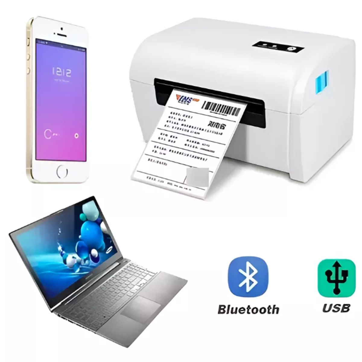 GENERICO - Impresora Térmica Portátil Bluetooth Etiquetas Código Barras