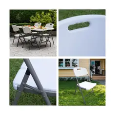 CELTA - Silla plegable plástica Blanca 180 kg set x4 unidades