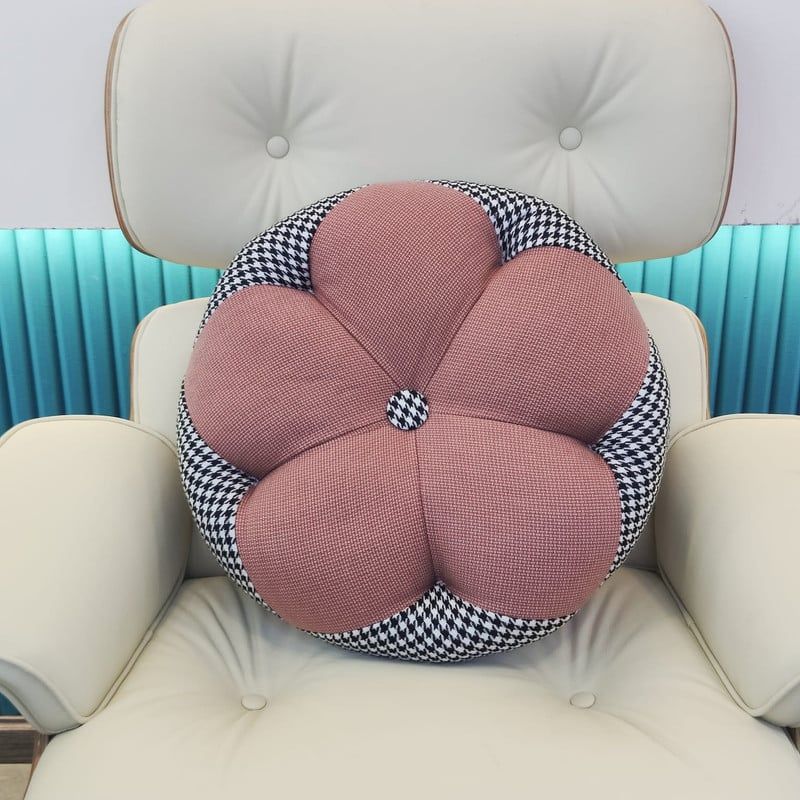 ANGELES DEL HOGAR - Cojín Sofa Diseño Flor Redondo 50cm Rosa Palo