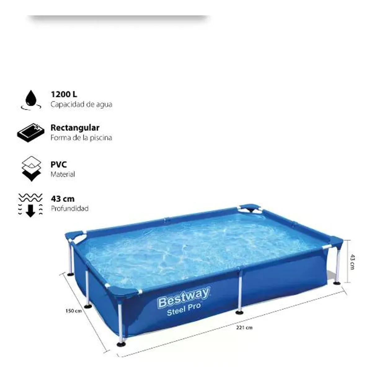 BESTWAY - PISCINA ARMABLE 221M X 150M X 43CM
