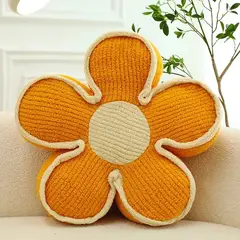 ANGELES DEL HOGAR - Cojín Decorativo Peluche Forma De Flor 50CM Naranajo