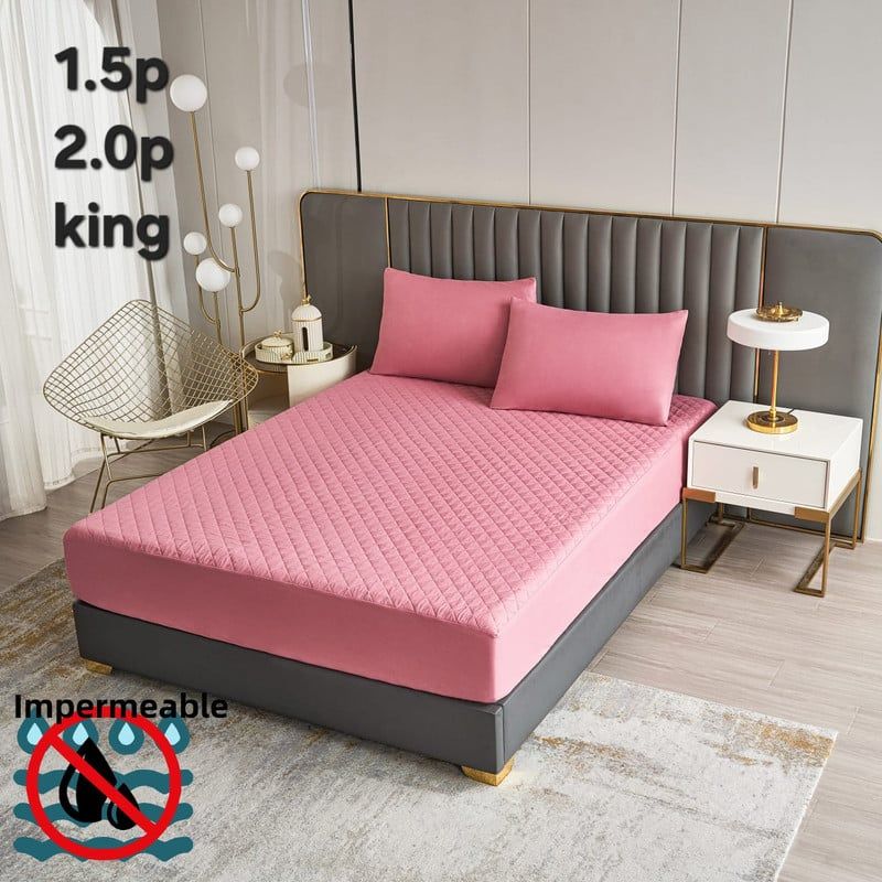 ANGELES DEL HOGAR - Cubre Colchon  Impermeable King  Rosa Seco