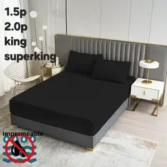 ANGELES DEL HOGAR - Cubre Colchon Impermeable Super King Negro
