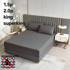 ANGELES DEL HOGAR - Cubre Colchon Impermeable Super King Gris