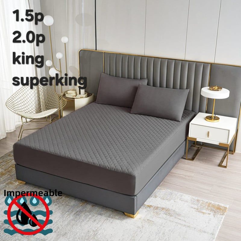ANGELES DEL HOGAR - Cubre Colchon  Impermeable Super King  Gris