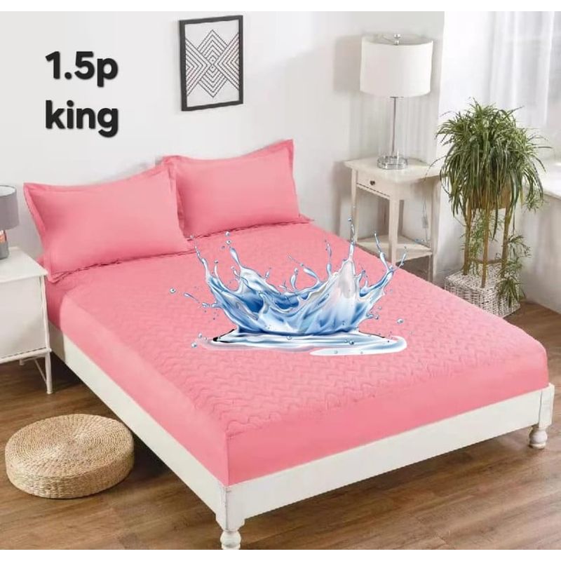 ANGELES DEL HOGAR - Cubre Colchon  Impermeable King Rosa