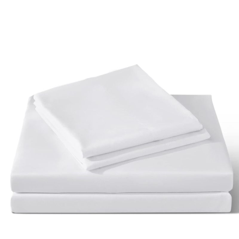 IMPORTCLICK - Juego Sábanas Algodón Poliéster 200 Hilos + 2 Fundas 2 PL Blanco - Blanco