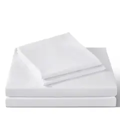 IMPORTCLICK - Juego Sábanas Algodón Poliéster 200 Hilos + 2 Fundas 2 PL Blanco - Blanco