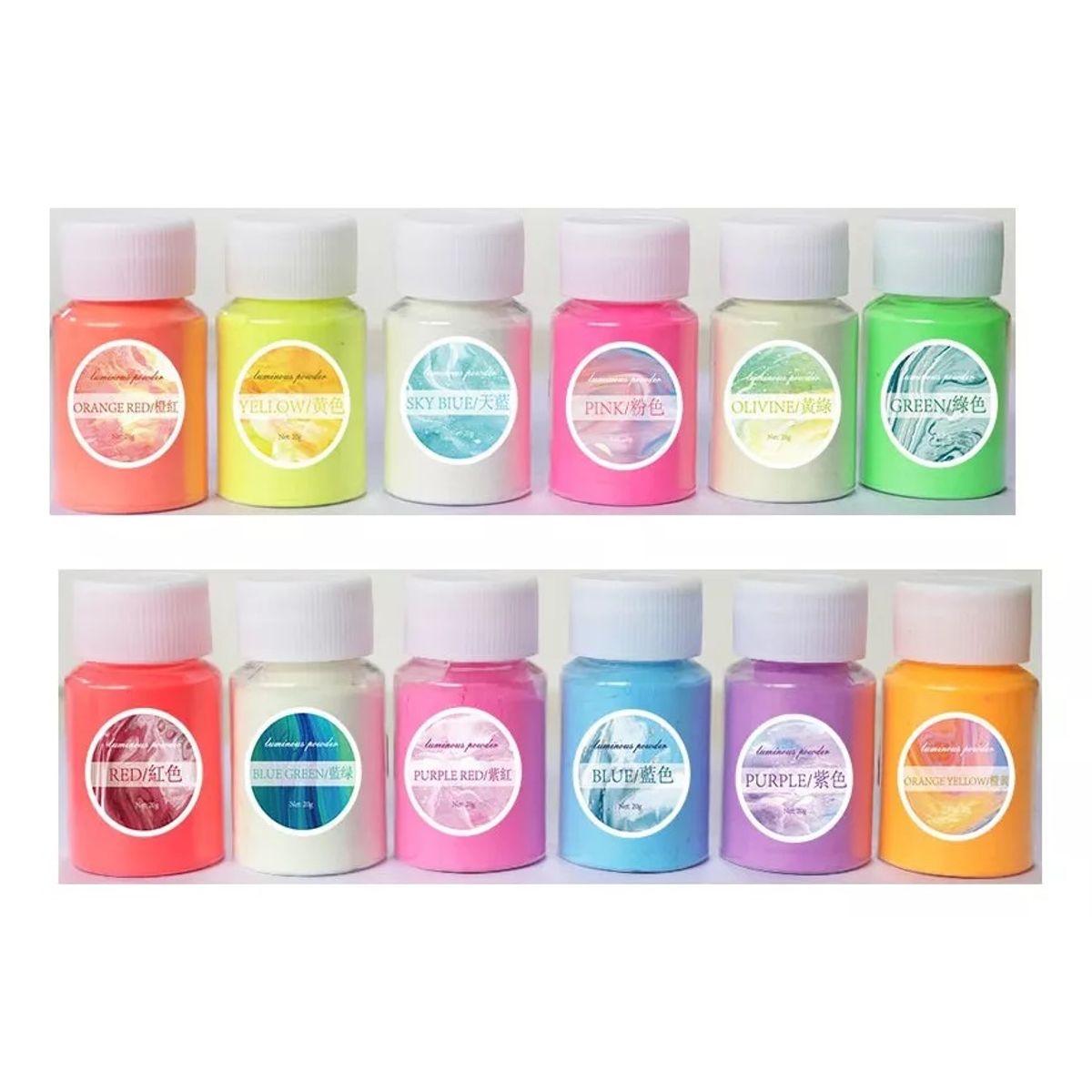 GENERICO - Pigmento Polvo Resina Uv 12 Colores Fluorescente