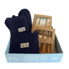 DECO EXPRESS - Box de Asado Azul - (Pechera, Tenedores, Cuchillos y mas)