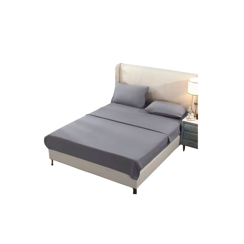 IMPORTCLICK - Juego Sábanas Algodón Poliéster 200 Hilos + 2 Fundas 2 PL Gris - Gris