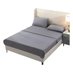 IMPORTCLICK - Juego Sábanas Algodón Poliéster 200 Hilos + 2 Fundas 2 PL Gris - Gris