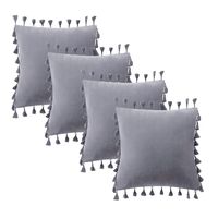 Fundas Para Cojín 45x45 Decorativas Con Borla Gris Pack 4U