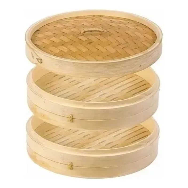 GENERICO - Vaporera Bambu 2nivel Olla Bambu Olla Vaporera De Bambu 18cm