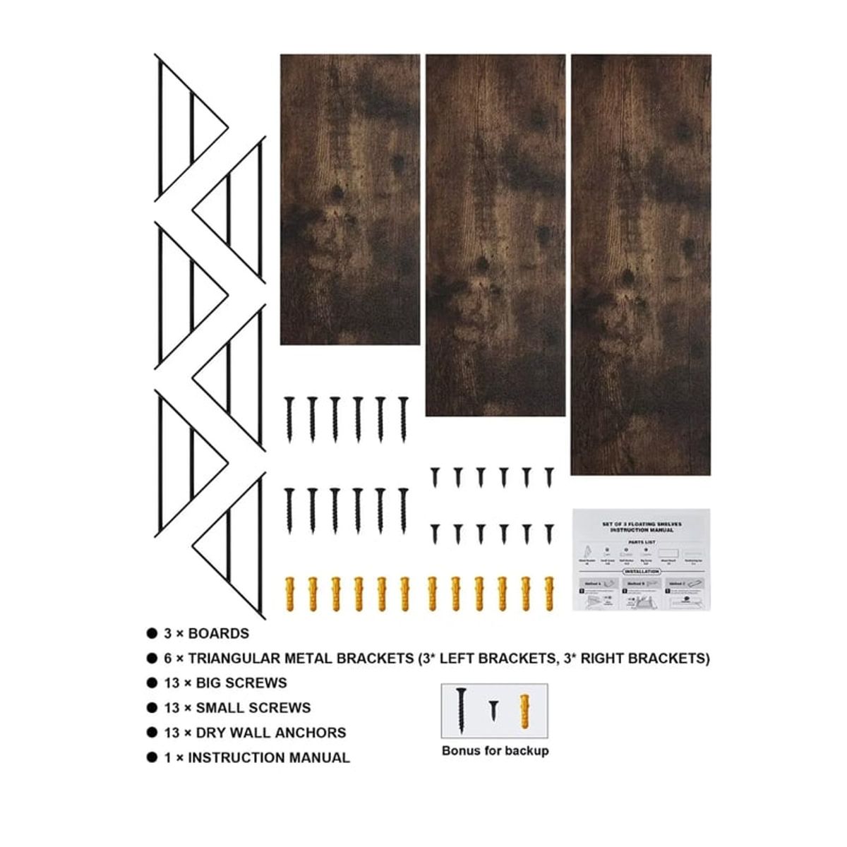 GENERICO - Repisas Flotantes De Madera Multipropósito Kit X3 Colores