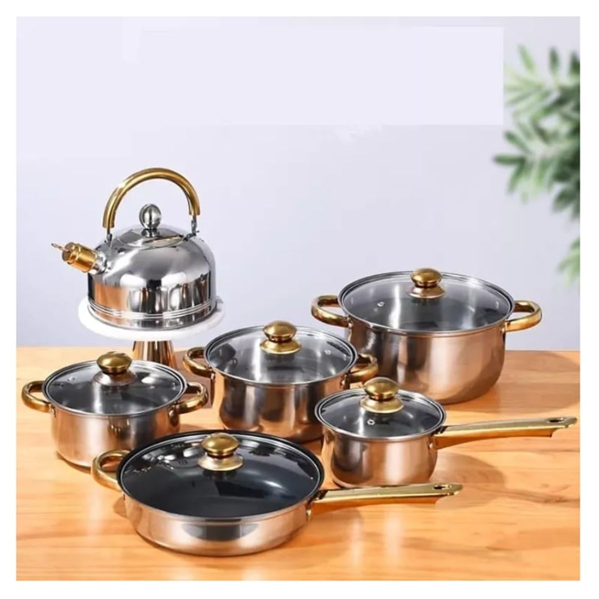 GENERICO - Juego De Ollas De Acero Inoxidable 12 Piezas