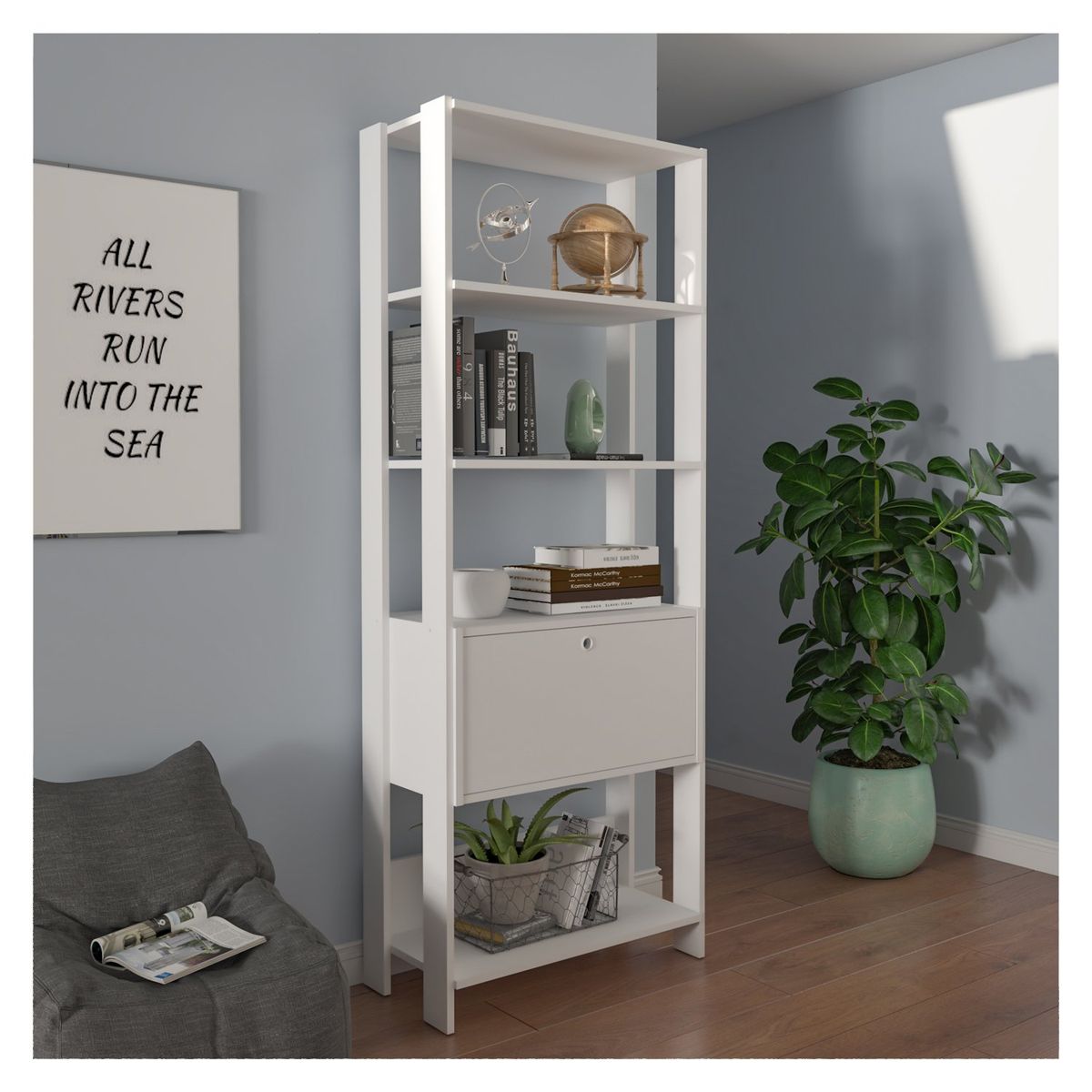 RODLER - Estante Librero Madera Alfa Blanco