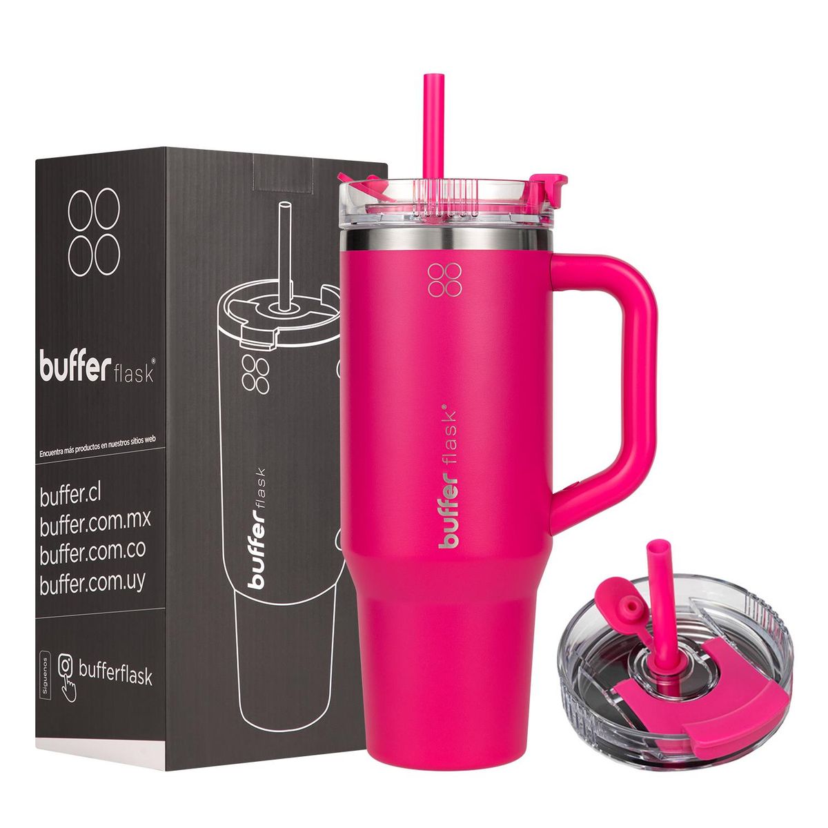 BUFFER FLASK - Vaso Termico Vaso Mug Termo Buffer 1,2L Acero Inox Frio y Calor - Fucsia