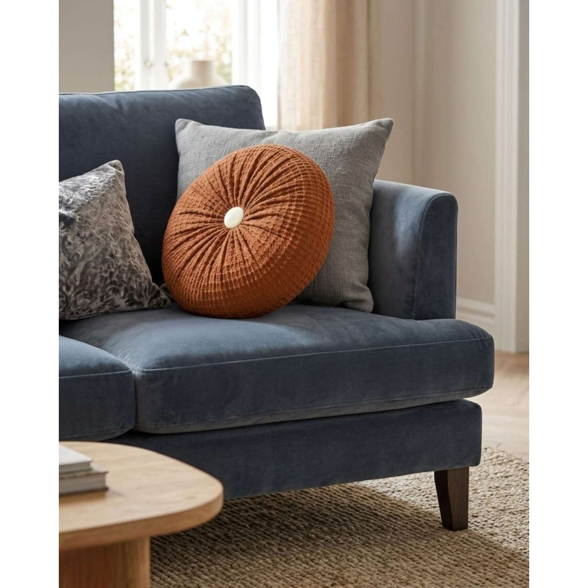 GENERICO - Cojines Redondo Plisado Terciopelo Acento Elegante Para Sofá pack de 5