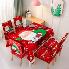 GENERICO - Mantel navideño Pascuero anime + 6 Fundas para sillas elasticadas