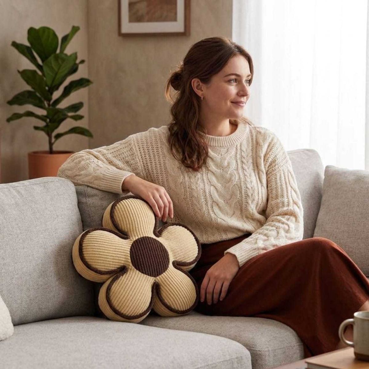GENERICO - Set de 4 Cojines De Flor Extra Suave 50cm Máximo Confort Y Estilo