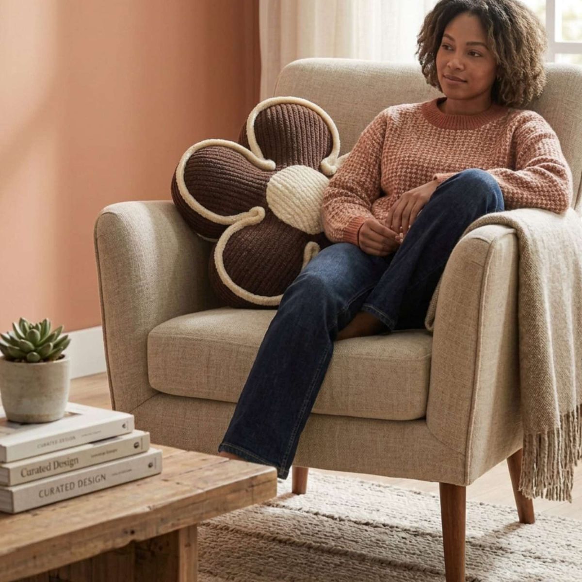 GENERICO - Set de 4 Cojines De Flor Extra Suave 50cm Máximo Confort Y Estilo