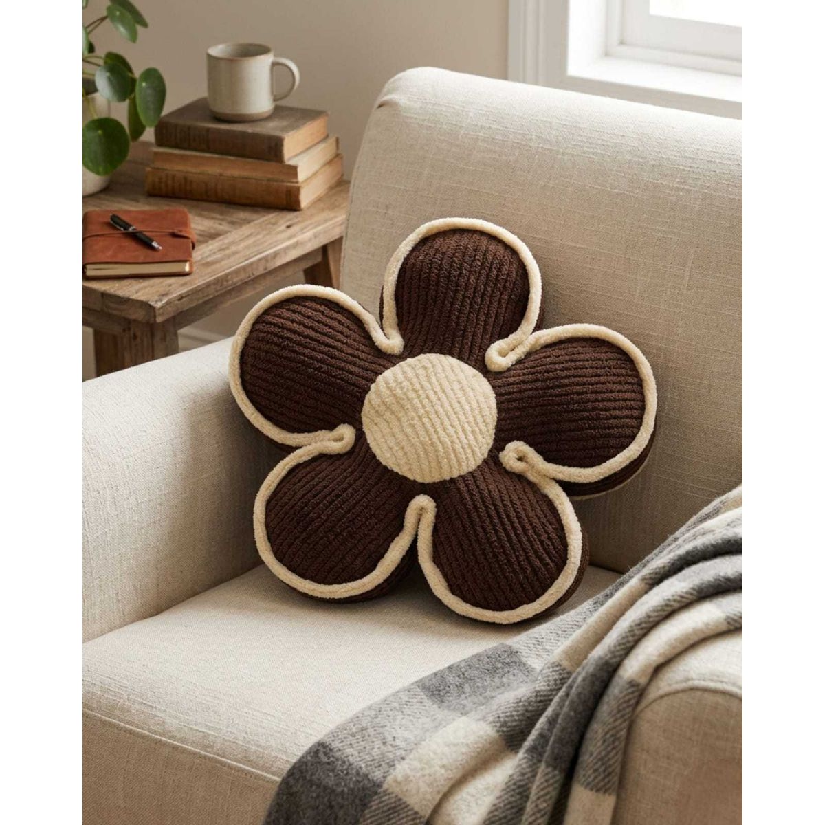 GENERICO - Cojines de Flor Vintage Texturizado 50cm Para Sofá O Cama pack de 2