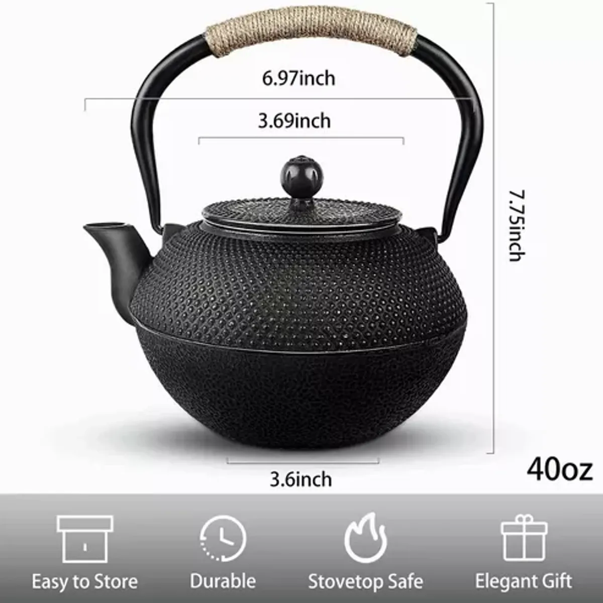 GENERICO - Tetera Hierro Fundido Japonesa Con Infusor Acero Teteras Té