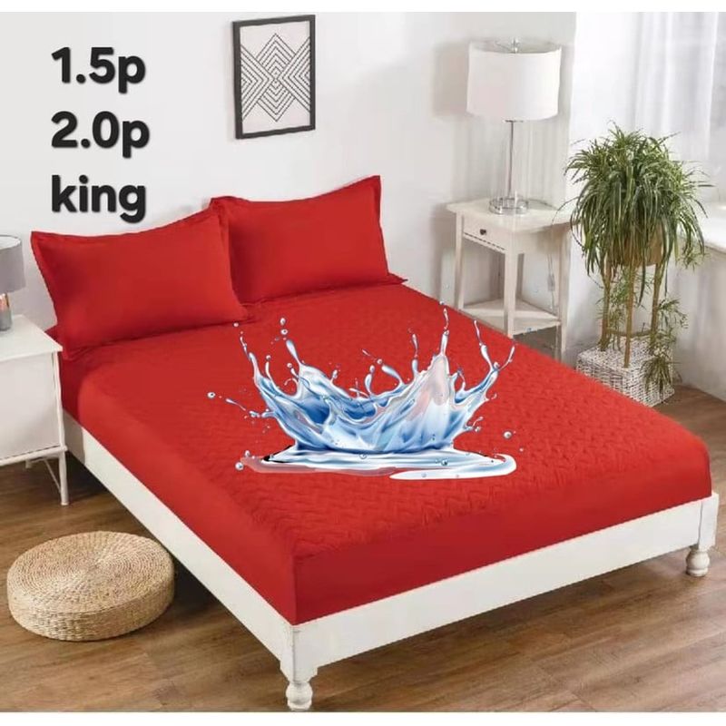 ANGELES DEL HOGAR - Cubre Colchon  Impermeable King  Rojo