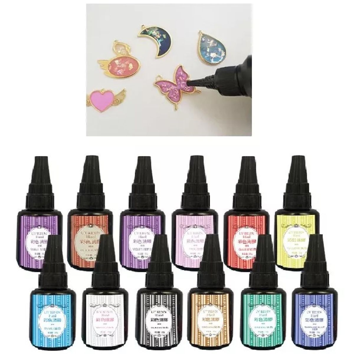 GENERICO - Resina Uv Set 12 Colores 25gr Para Joyería Y Artesanías