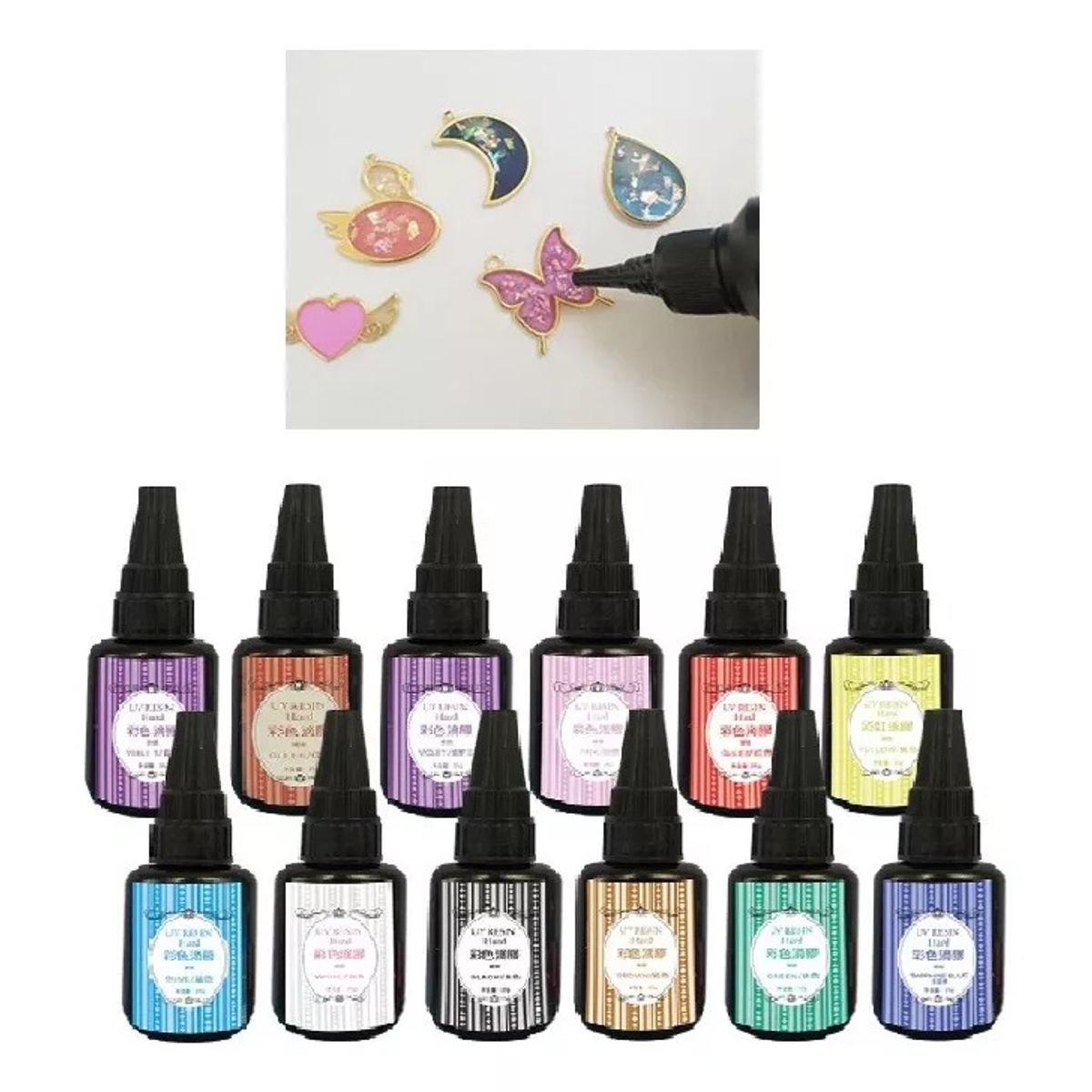 GENERICO - Resina Uv Set 12 Colores 25gr Para Joyería Y Artesanías