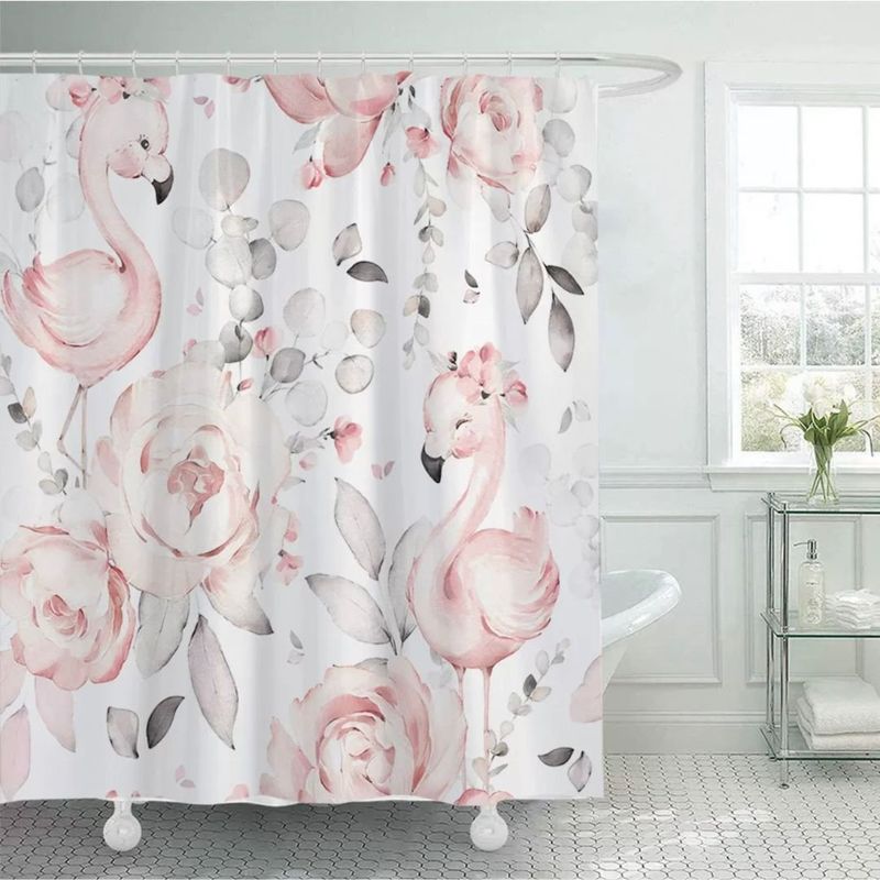 GENERICO - Cortina Baño Tela Impermeable 180 x 180 cm - Flamenco