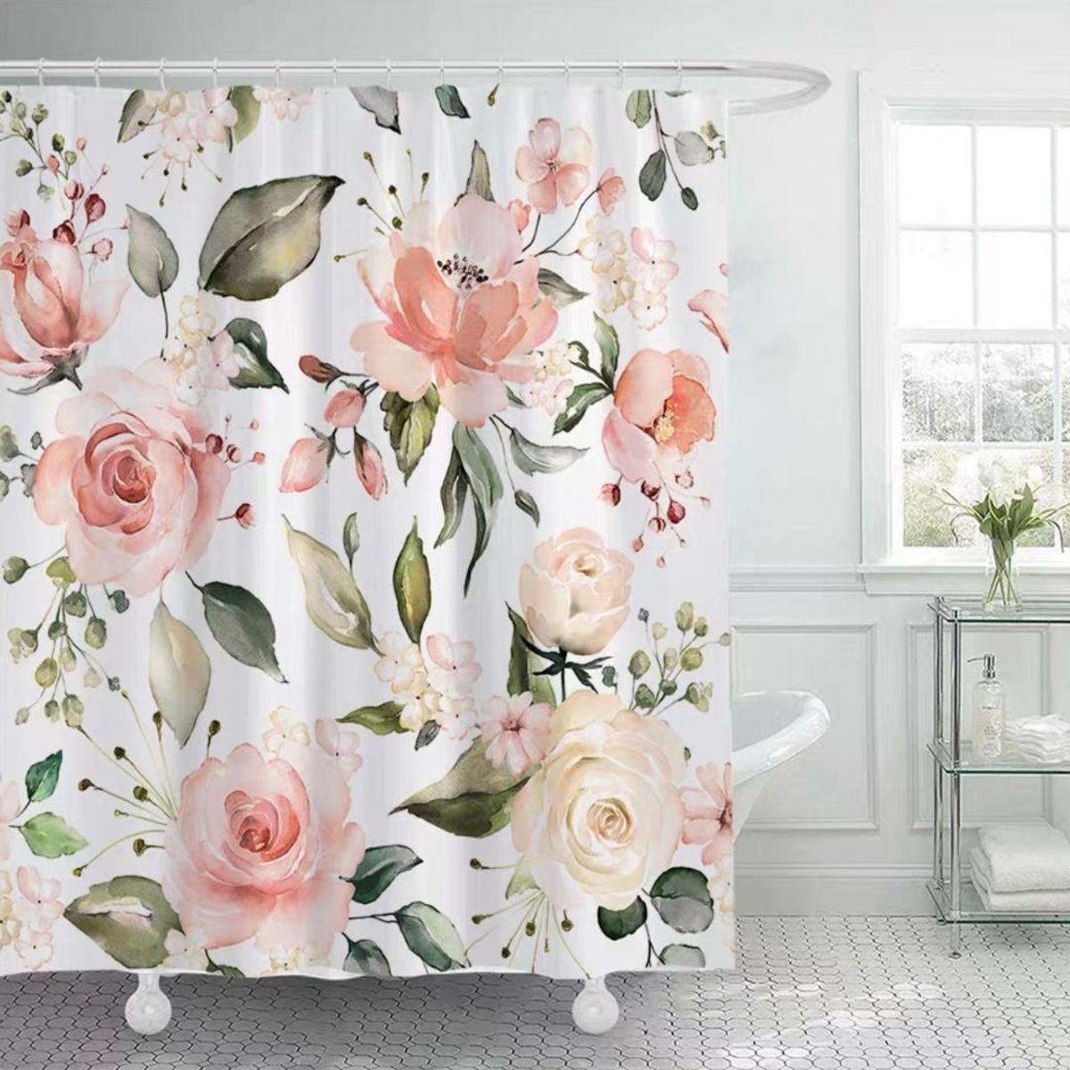GENERICO - Cortina Baño Tela Impermeable 180 x 180 cm - Pétalos de Rosas