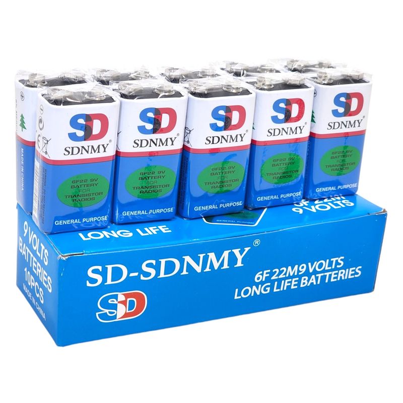 GENERICO - Pack de 10 Baterías 9V SD-SDNMY Long Life 6F22