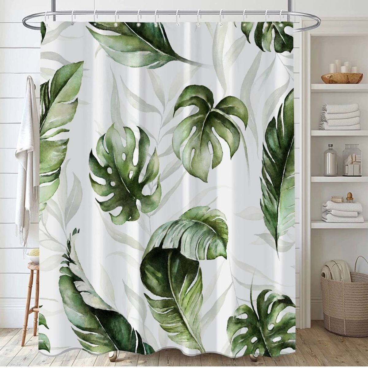 GENERICO - Cortina Baño Tela Impermeable 180 x 180 cm - Hojas Tropicales