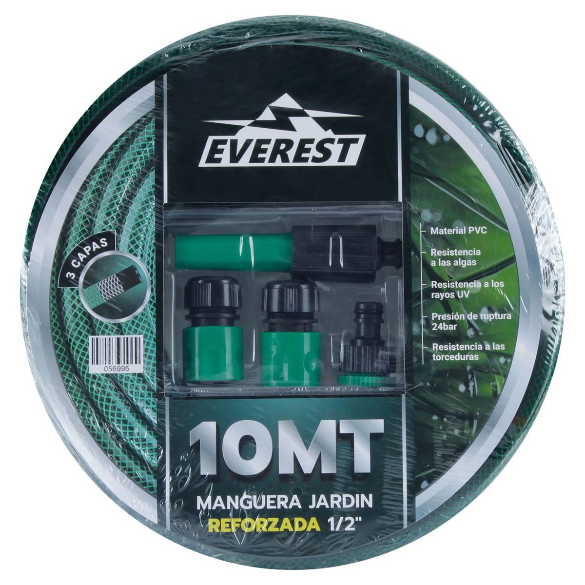 EVEREST - Manguera Jardín Reforzada 1/2 X 10 Mt C/accesorios Everest