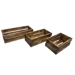 GENERICO - Set 3 Cajas Organizadoras Madera Rustica