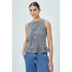 IO - Polera Lisa Casual Gris