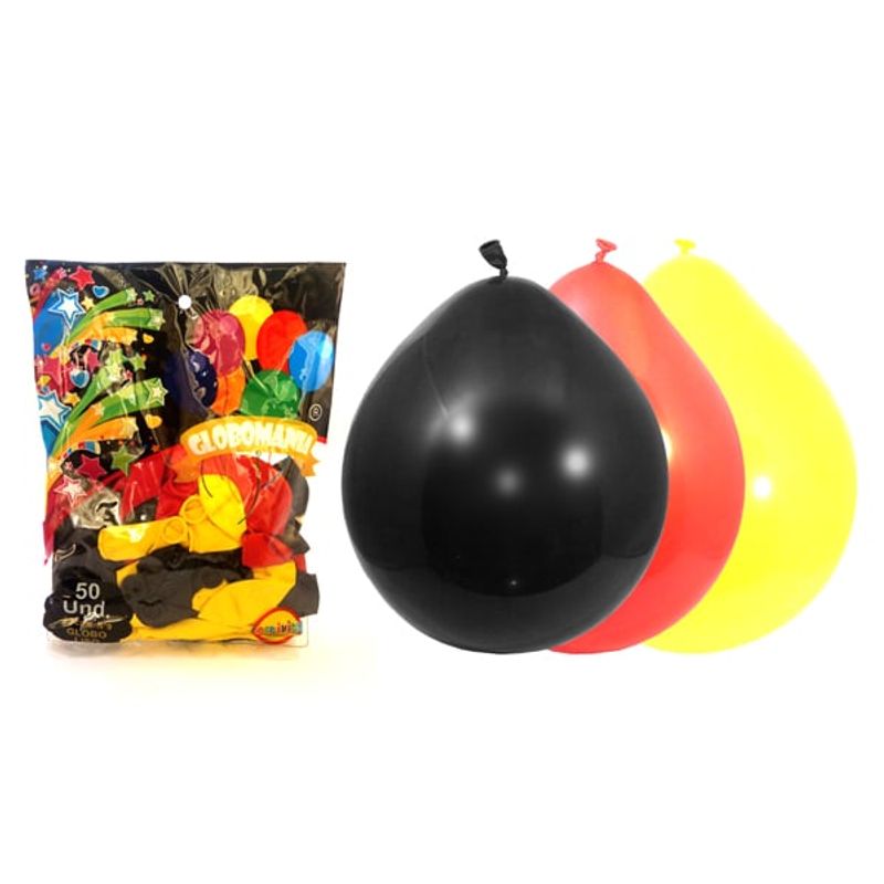 GENERICO - GLOBO 09 STANDARD A ROJO/NEGRO/AMARILLO X 50 UNI