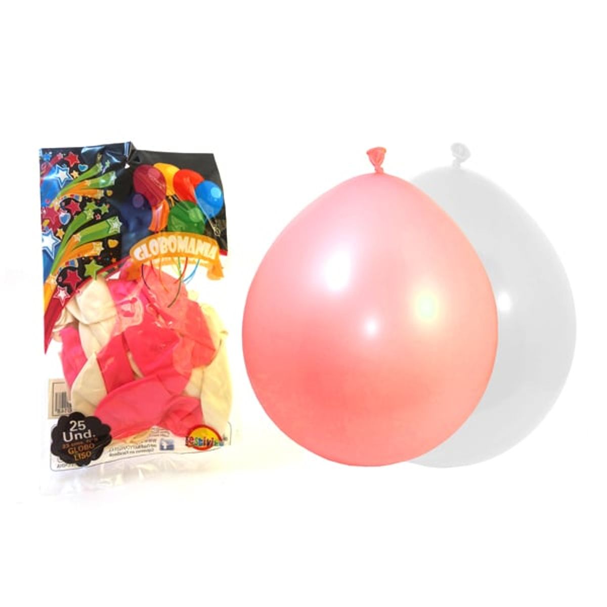 GENERICO - GLOBO 09 STANDARD B BLANCO/ROSADO X 25 UNI