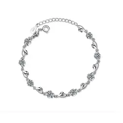 GENERICO - Pulsera Plata 925 Cristales Corazón Fino