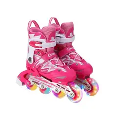 COUGAR - Patines LED Roller + Accesorios Rosados