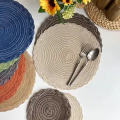 GENERICO - Set De 6 Individuales Redondos Trenzados 38cm