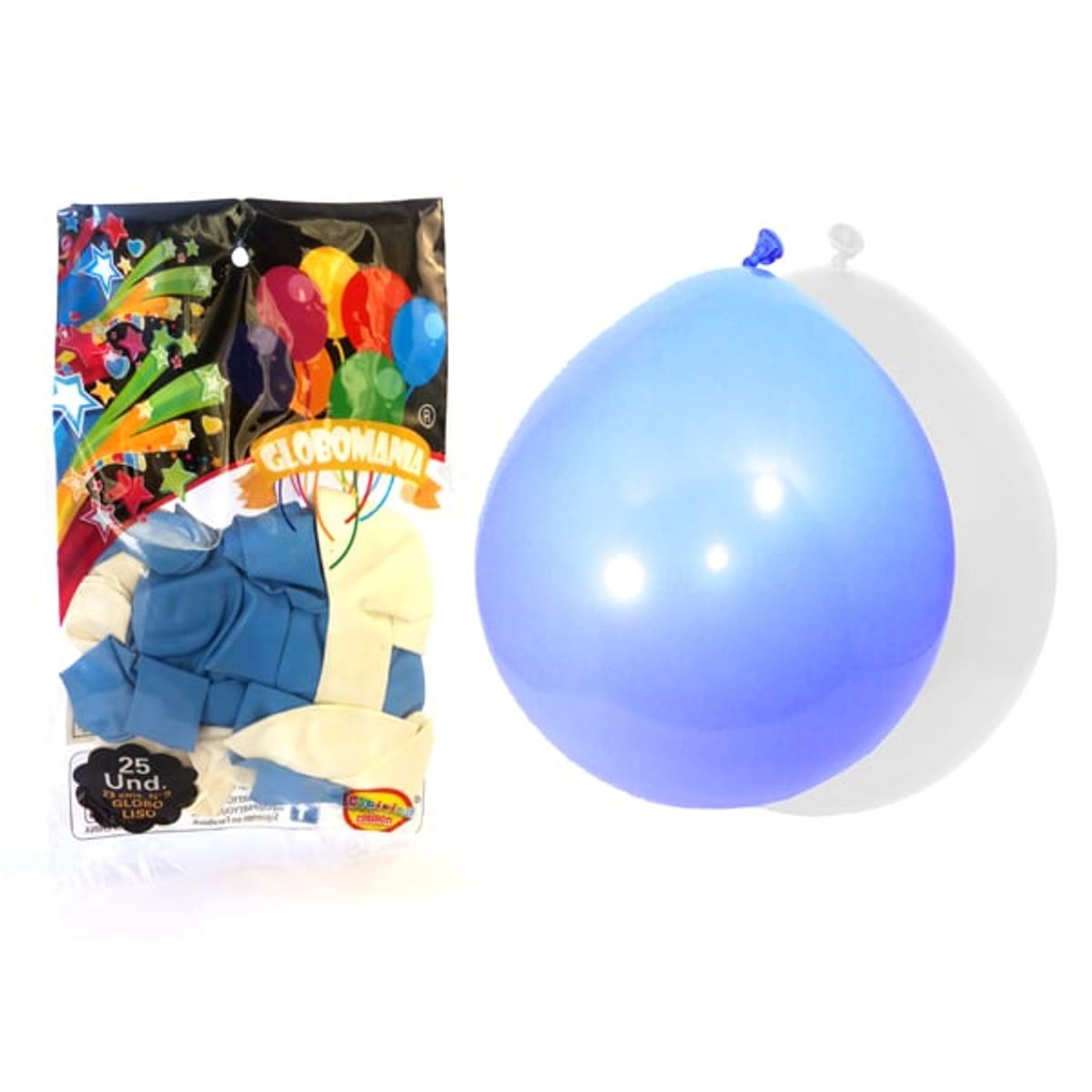 GENERICO - GLOBO 09 STANDARD B BLANCO/CELESTE X 25 UNI